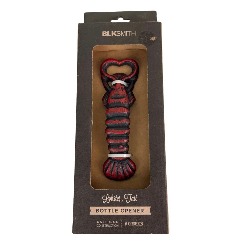 NEW in Package BLKSmith Cast Iron Lobster Tail Bottle Opener 0295XB Red Bar Tool